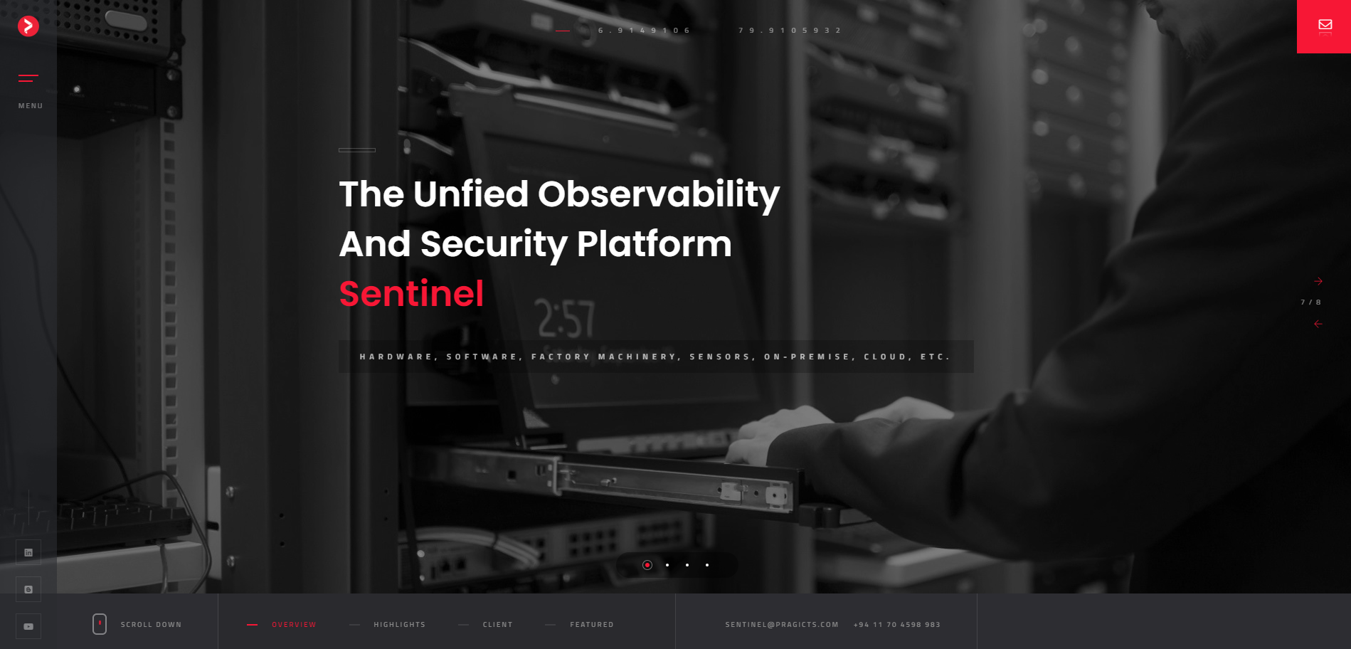 Online presence implementation including website design and development for the Sentinel Platform of PragICTS.